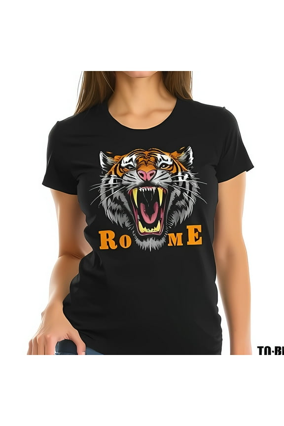 Vibrant Tiger Graphic T-Shirt for Women - Black Short Sleeve Tee with Print - Soft & Stylish