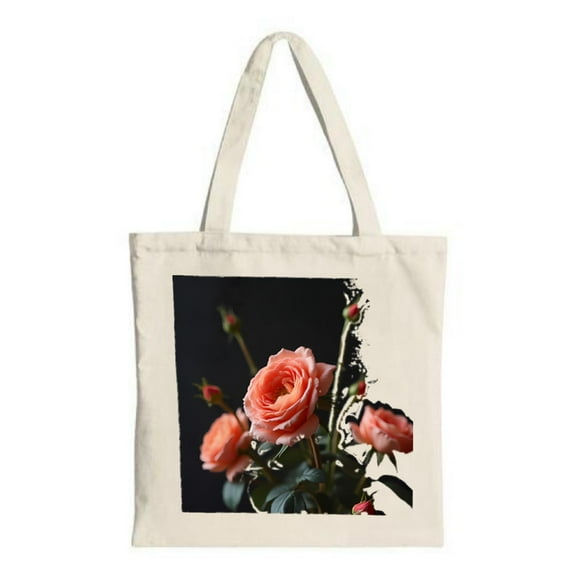 Vibrant Tote Bag - Canvas Multifunctional Reusable Shopping Bag with Elegant Floral Design Perfect for Travel & Parties