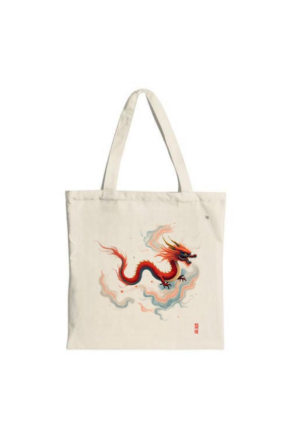 Vibrant Tote Bag - Cartoon Style Mid Blue & Orange Clouds Perfect for Shopping Travel & Parties