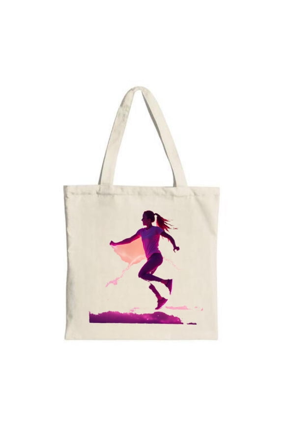 Vibrant Tote Bag - Dynamic Mid - Air Design with Flowing Cape Soft Canvas Perfect for Shopping Travel & Parties