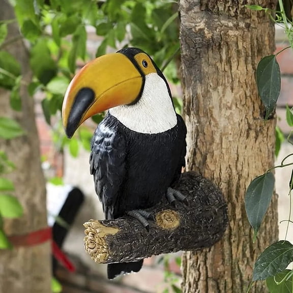 Vibrant Toucan Tree Statue for Indoor & Outdoor Decor