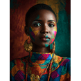 thumbnail image 1 of Vibrant Tribal Face African Woman Portrait Canvas Print, Decor for Living Room, Office, Cafe, Hallway, 1 of 8