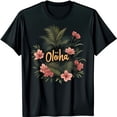 thumbnail image 1 of Vibrant Tropical Aloha Graphic on Black T-Shirt in Style, 1 of 5
