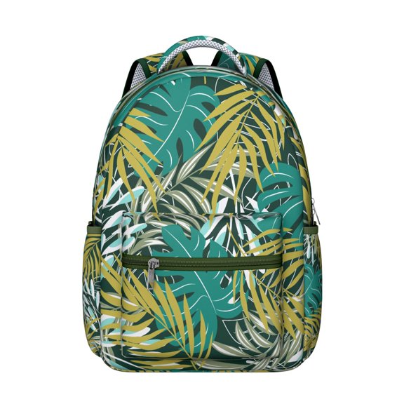 Vibrant Tropical Backpack Hawaiian Print, Exotic Jungle Floral Students Bag Summer School Backpack for Travel