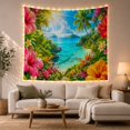 thumbnail image 1 of Vibrant Tropical Bay with Hibiscus and Lush Foliage, Serene Coastal Style for Beach Lovers, Nature Inspired Art Decor, Housewarming Gift, Tapestry Wall Hanging for Living Room and Bedroom, 1 of 7