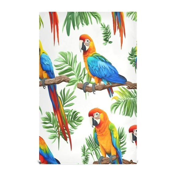 Vibrant Tropical Birds Decorative Waffle Towel Kitchen Dishcloth 28x18in Multi-Use Tea Towel