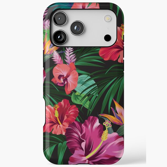 Vibrant Tropical Floral Hibiscus Orchid for iPhone Case 11 through 17 Pro Max