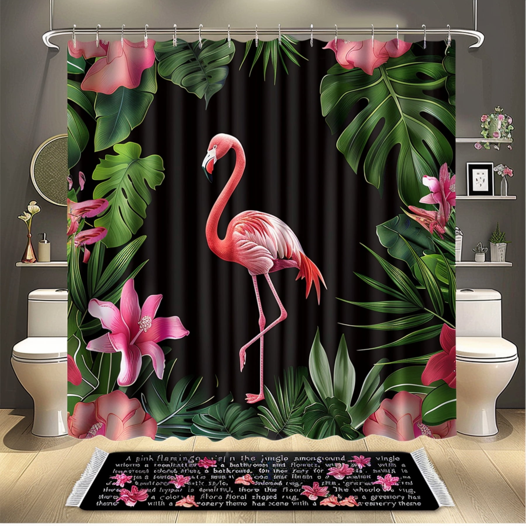 Vibrant Tropical Jungle Bathroom Decor Set with Cacti Flowers and