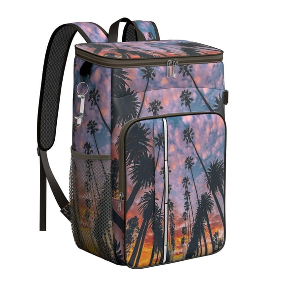 Vibrant Tropical Paradise Cooler Backpack - 20L Insulated Picnic Backpack, Keeps Contents Cold 20 Hours, Durable Oxford Exterior for Outdoor Use