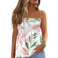 thumbnail image 1 of Vibrant Tropical Parrot Print Cold-Shoulder Tops - Poolside Lounge Blouses with Sleebeless Design & Smocked Waist, 1 of 5