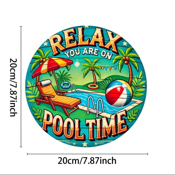 Vibrant Tropical Pool Scene with "Relax You're On Pool Time" Design | No Electricity Needed, Perfect Holiday Gift, Pool