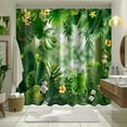 Vibrant Tropical Rainforest Shower Curtain Cartoon Style Hyperrealistic