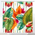 thumbnail image 1 of Vibrant Tropical Shower Curtain with Monstera Leaves & Heliconia Flowers - Jungle-Inspired Bathroom Decor, 1 of 5