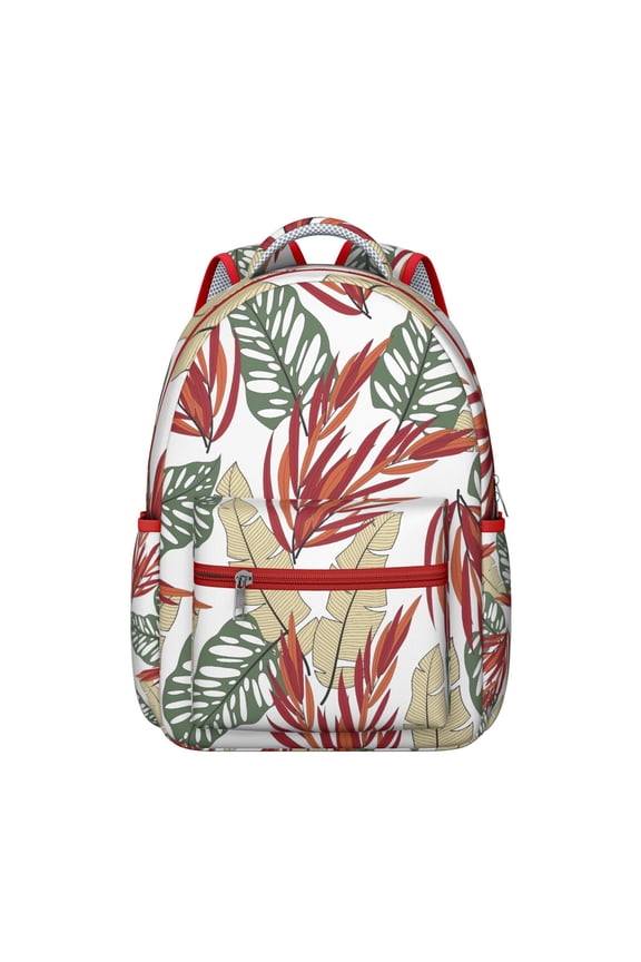 Vibrant Tropical Themed Waterproof Bookbag, Lightweight & Breathable Design for Students & Commuters