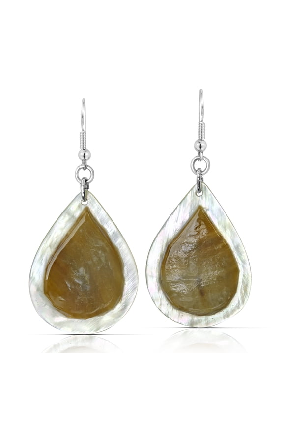 Vibrant Two-Tone Mother of Pearl Shell Rain Droplets Earrings