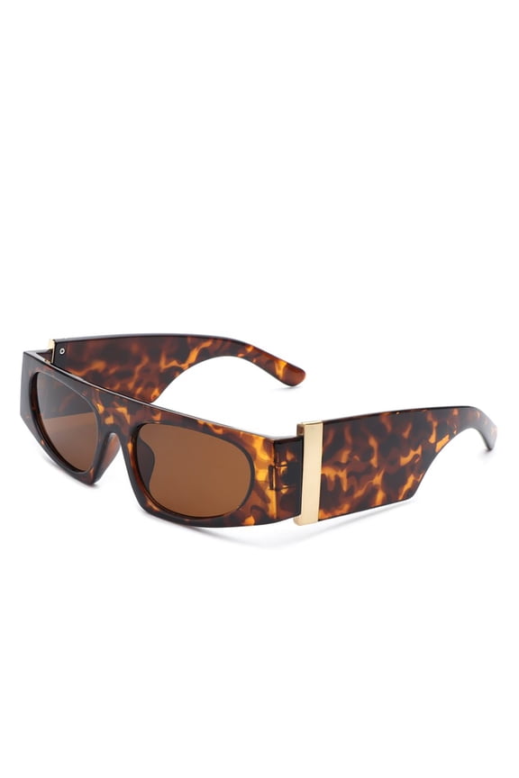 Vibrant Unique Sunglasses, Tortoise Frame with Gold Accent & Brown Lenses