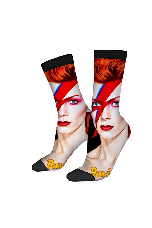 Vibrant Unisex Socks - 2 Pairs with Bold Portrait Design Striking Red Hair & Dramatic Makeup Perfect for All Seasons