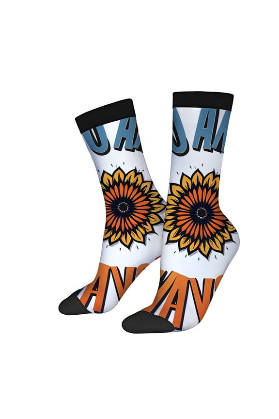Vibrant Unisex Trendy Socks (2 Pairs) - Bold ' WANNA ' Text Pattern Mixed Colors Perfect for All Seasons