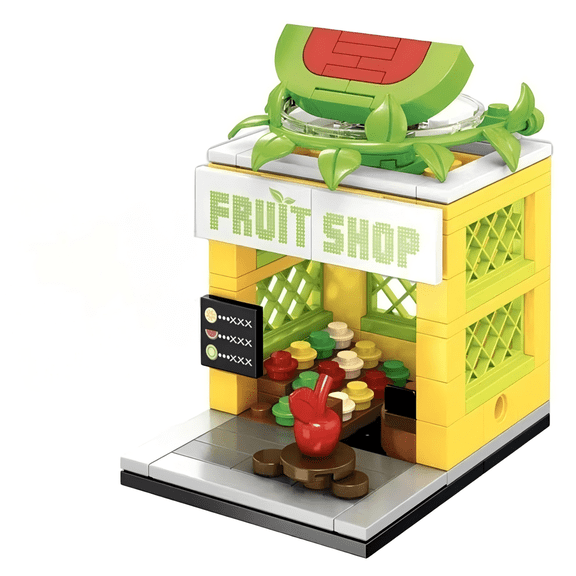 Vibrant Urban Fruit Shop Modular Building Block Set, Creative Birthday Gift, Home Office Table Centerpiece