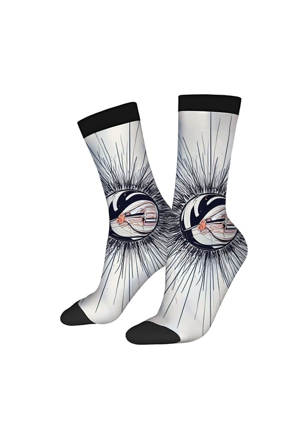 Vibrant Volleyball Player Socks - 2 Pairs of Unisex Trendy Mixed Color Socks with Dynamic Action Design and Stylish Black Accents