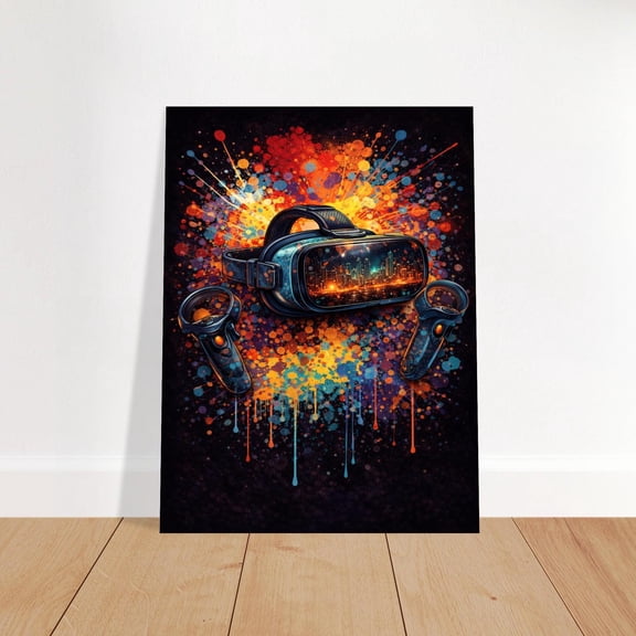 Vibrant Vr Gaming Poster, Street Art Splash Gamer Wall Art, Immersive Virtual Reality Decor In Multiple, Poster Only