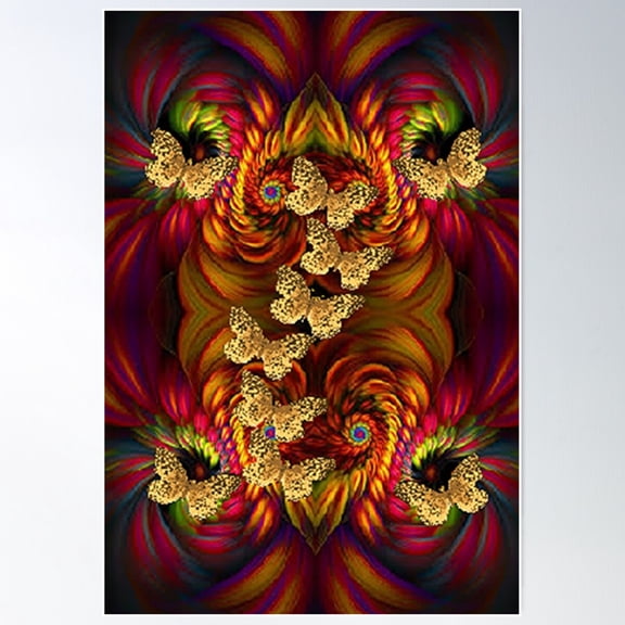 Vibrant Warm,Rich Colors Of Autumn, Psychedelic Arte Abstracto Poster Wall Art, Modern Wall Decor For Living Room Bedroom, 12x18 UNFRAMED