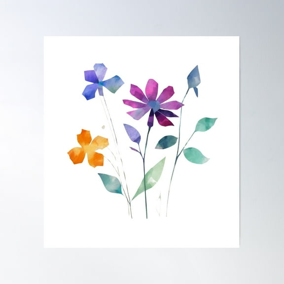 Vibrant Watercolor Floral Art - Simple Yet Elegant Flower Designs Poster Wall Art, Modern Wall Decor For Living Room Bedroom, 8x12 UNFRAMED