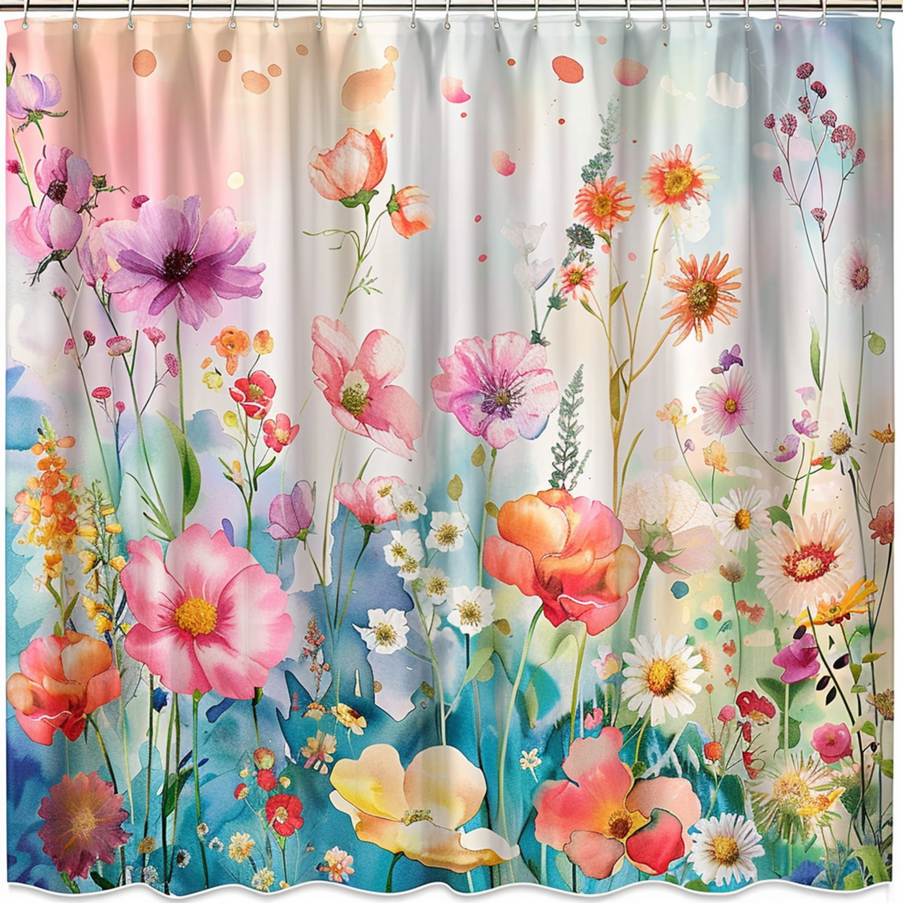 Vibrant Watercolor Floral Shower Curtain Brighten Your Bathroom With