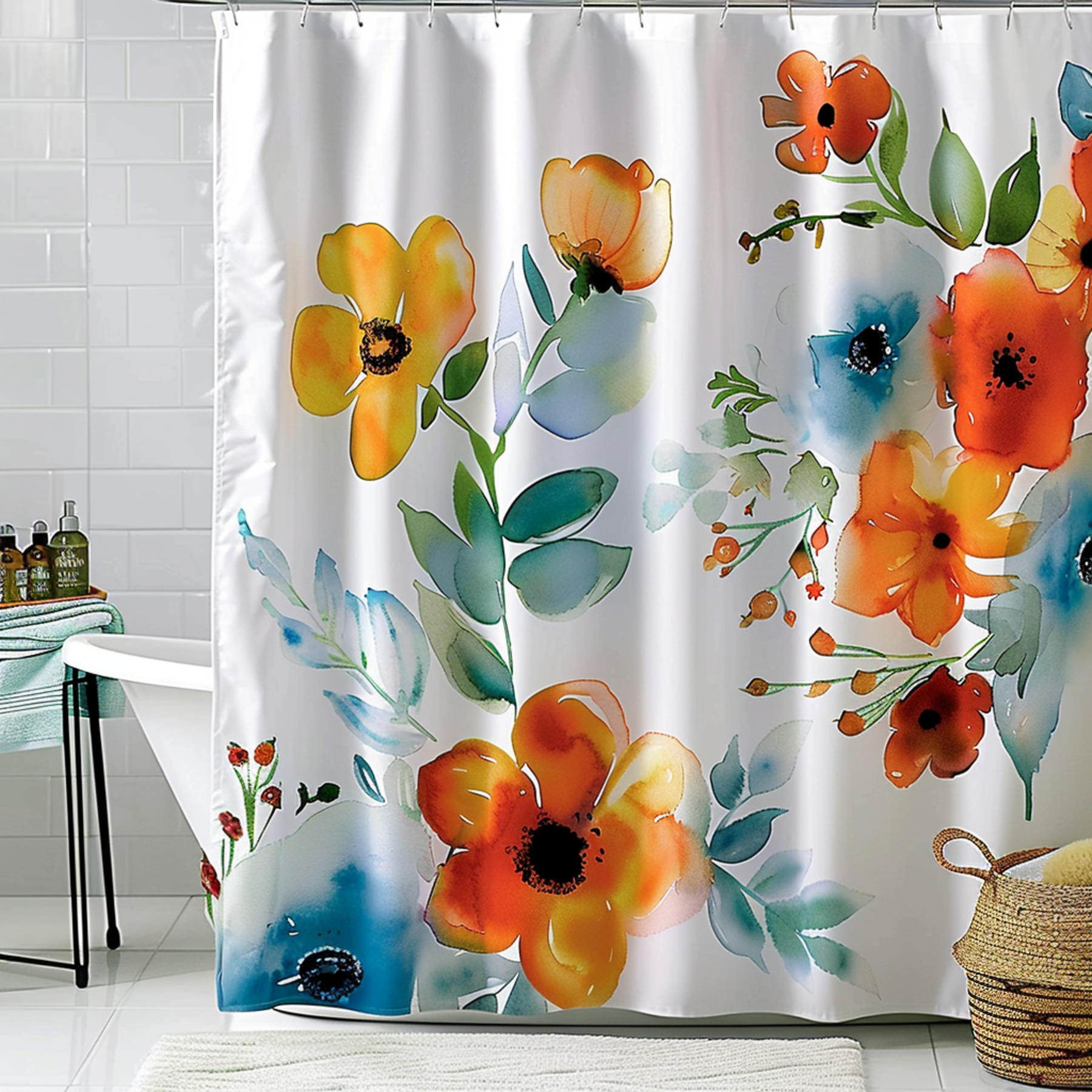 Vibrant Watercolor Floral Shower Curtain Brighten Your Bathroom with a ...