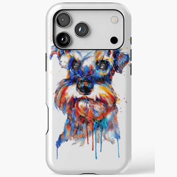 Vibrant Watercolor Miniature Schnauzer Dog for iPhone Case 11 through 17 Pro Max
