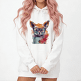 thumbnail image 1 of Vibrant Watercolor Rooster Flock Design Graphic Hoodie Dress Womans Print White/Black Size S-2XL Casual Hangout Relaxed Fit Tops, 1 of 4