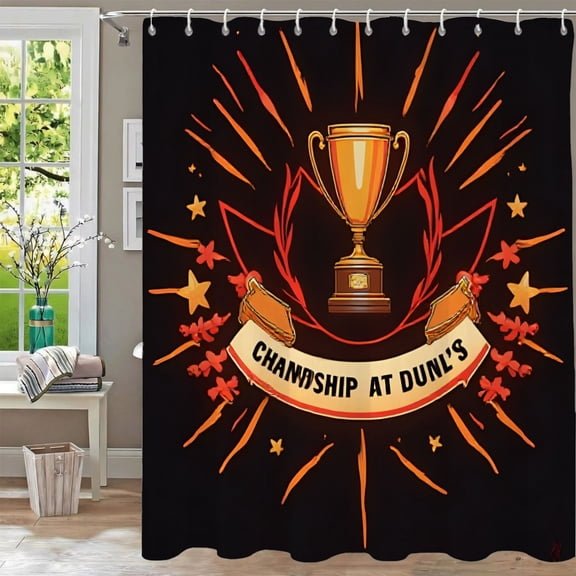 Vibrant Waterproof Shower Curtain with Golden Red Laurel Wreaths 70.8" x 70.8" Perfect for Celebratory Bathroom Decor