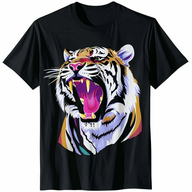 Vibrant White Tiger Graphic Tee Stand Out in Style - Walmart.com
