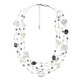 thumbnail image 1 of Vibrant White Tones Pearl Zebra Pattern Seashells Multi-Strand Necklace, 1 of 3