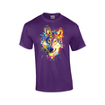 thumbnail image 1 of Vibrant Wild Neon Wolf Splatter Predator Alpha Symbolism Short Sleeve Unisex Graphic T-Shirt-Purple-4xl, 1 of 1