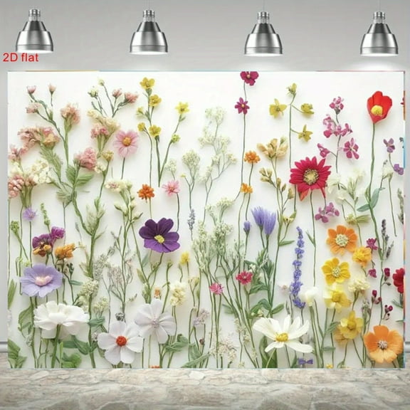 Vibrant Wildflower Wedding Backdrop Lush Pink Purple White Floral Photography Background Greenery Wildflowers Decorations Banner for Birthday Party Ceremony Photo Studio Props
