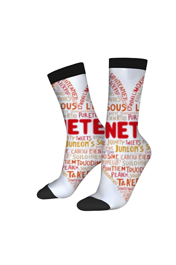 Vibrant Word Cloud Socks - 2 Pairs of Unisex Trendy Socks with ' NETNET ' Words Black Toe Caps & Cuffs Perfect for All Seasons