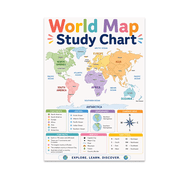 Vibrant World Map Study Chart - Geography Enthusiast - 13x19 Poster Print