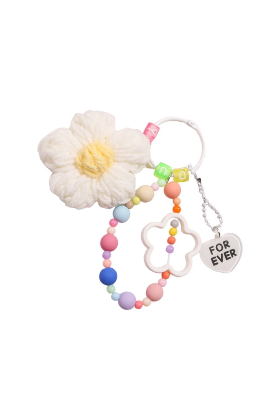 Vibrant Yarn Flower Keychain, Oversized Acrylic Luggage Charm with Metal Hook for Backpack Keys Present