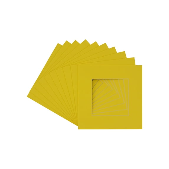 Vibrant Yellow Acid Free 20x20 Picture Frame Mats with White Core Bevel Cut for 8x8 Pictures - Fits