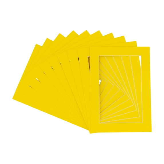 Vibrant Yellow Acid Free 8.5x11 Picture Frame Mats with White Core Bevel Cut for 5x7 Pictures -