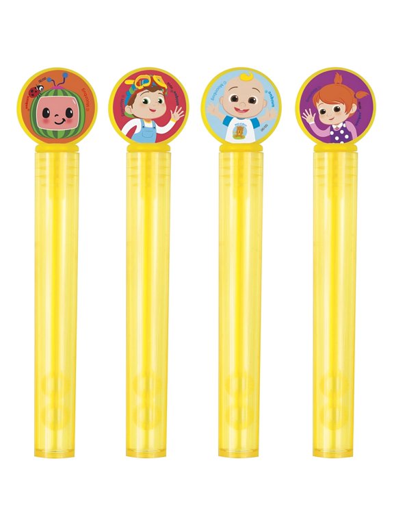 Unique Cocomelon Bubble Tubes & Wands, Pack of 4, Yellow