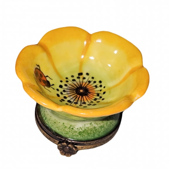 Medium Yellow Flower Limoges Box by Limoges Boutique Limoges Box Porcelain Figurine