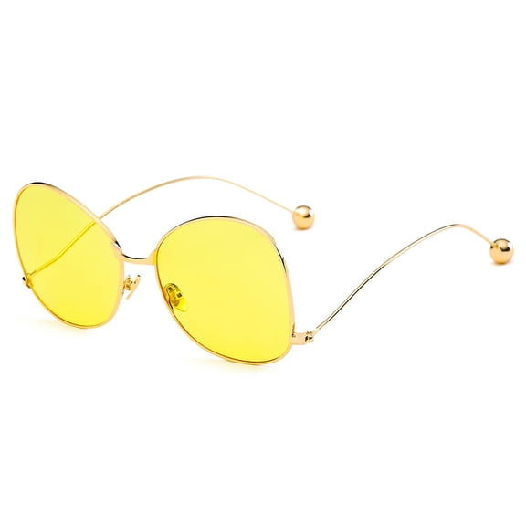 Vibrant Yellow & Gold Round Sunglasses - Yellow Lens UV Protection Trendy Summer Eyewear