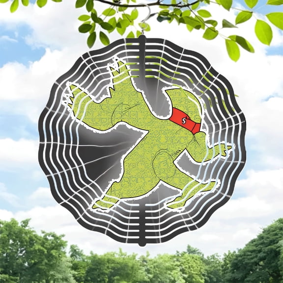 Vibrant Yellow - Green Metal Wind Spinner with Intricate Patterns - Unique Frog Design for Yard & Garden Decor