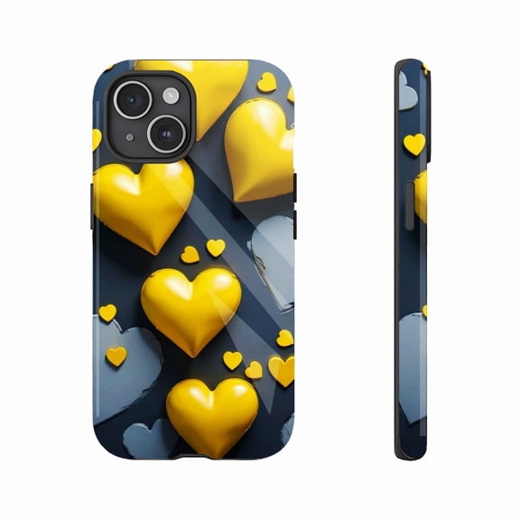 Vibrant Yellow Heart iPhone Case for Valentine's Day Gift, Compatible with iPhone 11/12/13/14/15/16 (Pro Max/Plus)