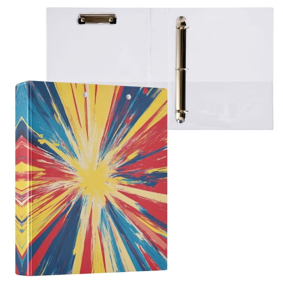 Vibrant Yellow Rays 3 Ring Hardcover Binders 1.5in Round Rings for Letter-Size Folder Paper Organizer Pockets for Office Student Recipe