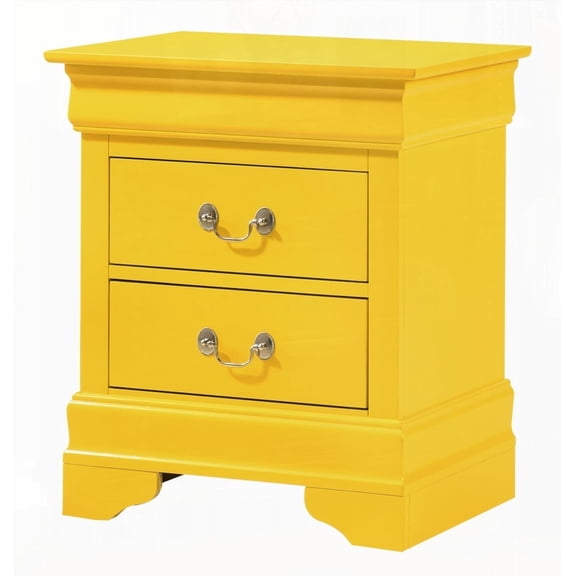 Vibrant Yellow Traditional Nightstand with 2 Drawers