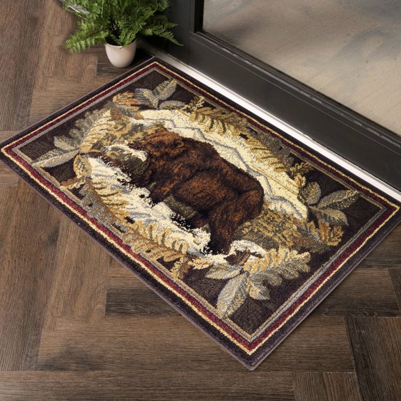 Vibrant and Cozy - Bring the Beauty of a Hunting Bear to Your Living Space with this Rug