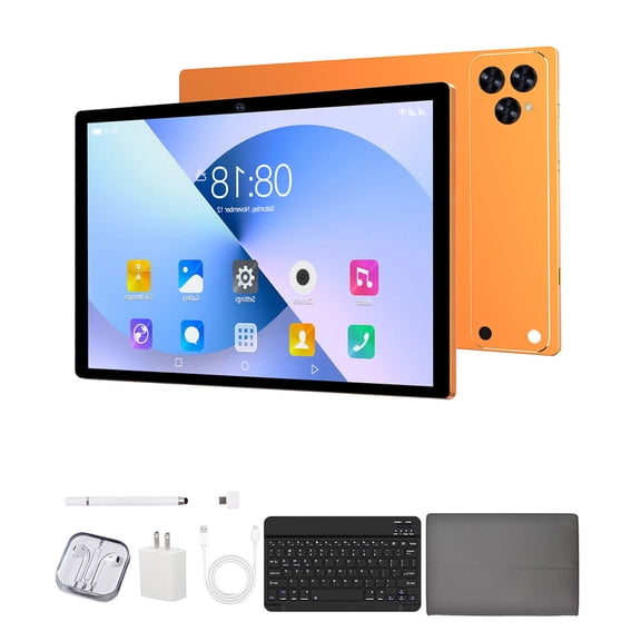 Vibrant orange Tablet 2026 Newest Android 13 Tablet,10 Inch Tablet,5G Wi-Fi Tablet Computer,2 In 1 Tablet with Keyboard, 256GB ROM+8GB RAM ,Octa-Core Processor,1920 * 1200 IPS,Bluetooth,GPS